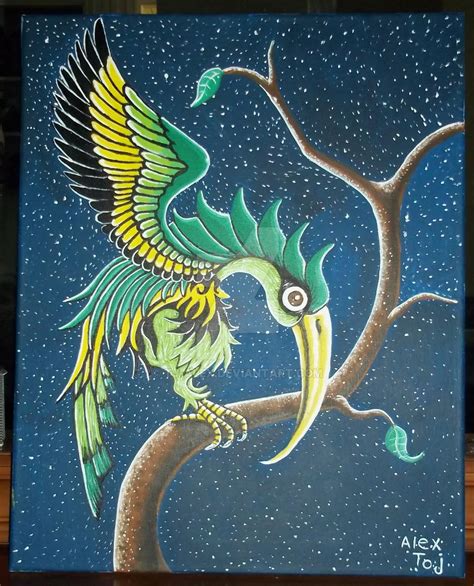 Strange Bird painted on a Canvas by Tj-Alex on DeviantArt