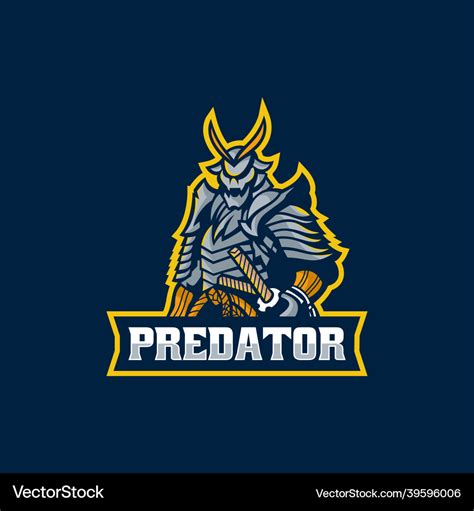 Logo predator samurai e sport and style Royalty Free Vector