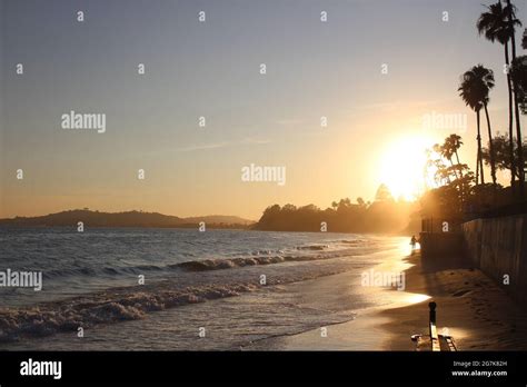 Butterfly Beach sunset behind the palm trees Stock Photo - Alamy