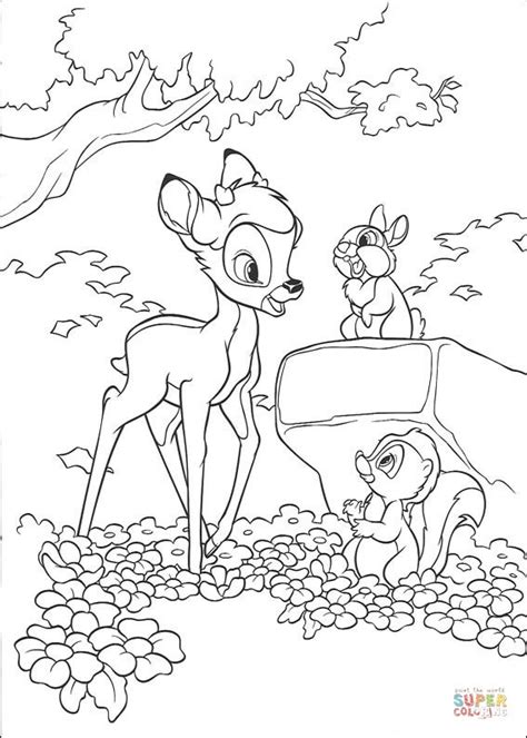 Bambi Flower And Thumper from Bambi Coloring Page - Free Printable ...