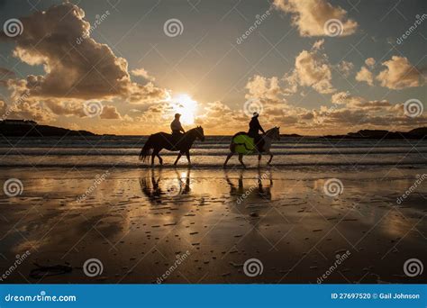 Trearddur Bay Beach at Sunset Stock Photo - Image of horse, sunset: 27697520