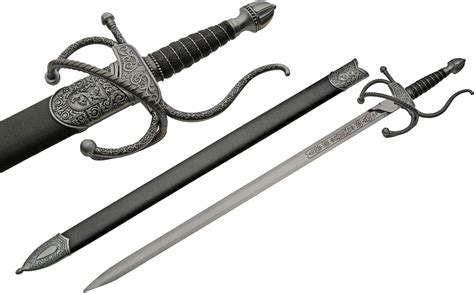 Amazon.com : SZCO Supplies 43.25" Black Leather Wrapped Handle Medieval Style Fancy Rapier Sword ...