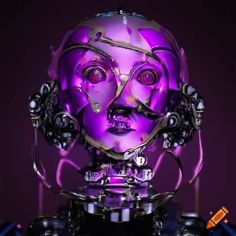 Robot with purple eyes and heavy plating on Craiyon