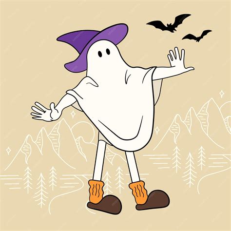 Premium Vector | Cute ghost with bat vector