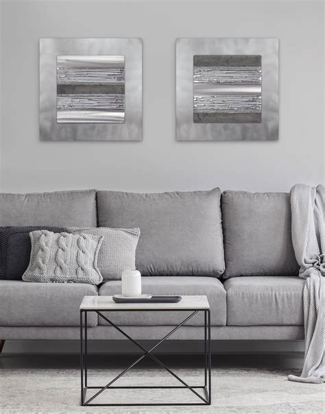 Echo Grey and White Set - Silver Wall Art, Contemporary Art UK