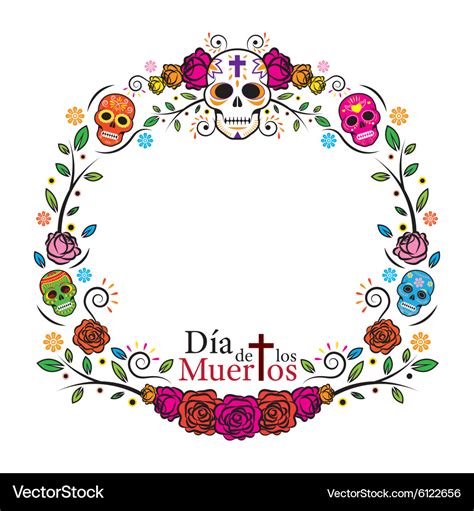 Day dead skulls frame Royalty Free Vector Image