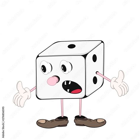 Funny cartoon dice with eyes, hands and feet in shoes experiencing ...