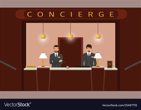 Concierge desk service front view of hotel Vector Image