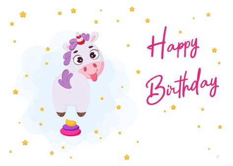 Magical Unicorn Birthday Card With Rainbow Poop Welcome Birthday Clipart Vector, Welcome ...