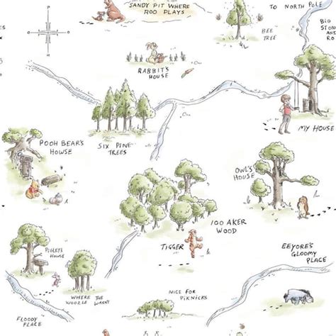 RoomMates Winnie The Pooh 100 Acre Wood Map Multicolor Vinyl Peel and Stick Matte Wallpaper 28. ...