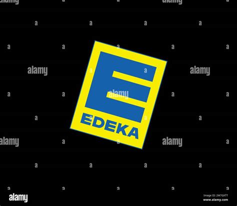 Edeka, rotated logo, black background B Stock Photo - Alamy