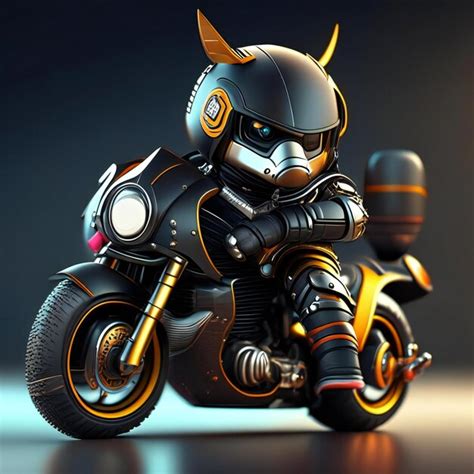 Premium AI Image | a motorcycle with a yellow helmet and a black helmet.