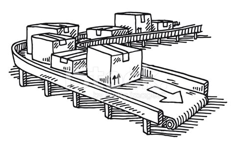 Packages Conveyor Belt Drawing Stock Vector - FreeImages.com