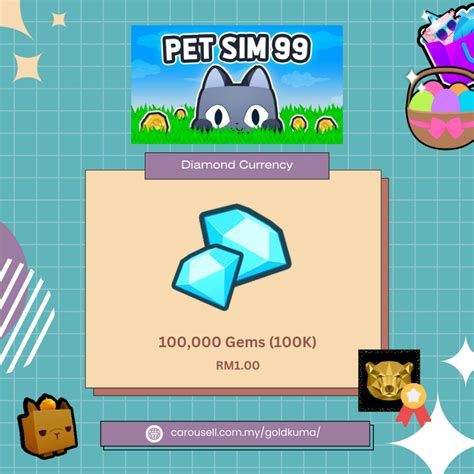 Diamond Currency | PS99 | Pet Sim 99 | Pet Simulator 99 | Roblox | Shopee Malaysia