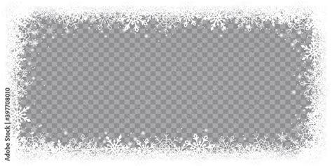 Snow snowflake winter border frame on transparent background isolated ...