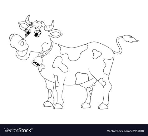 Cartoon Cute Cow Outline Design Isolated On White Vector Image | My XXX ...