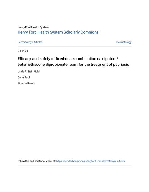 Efficacy and Safety of Fixed-Dose Combination Calcipotriol ...