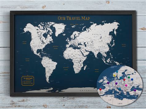 World Map Push Pin World Pin Map Custom Map Wall Art - Etsy UK