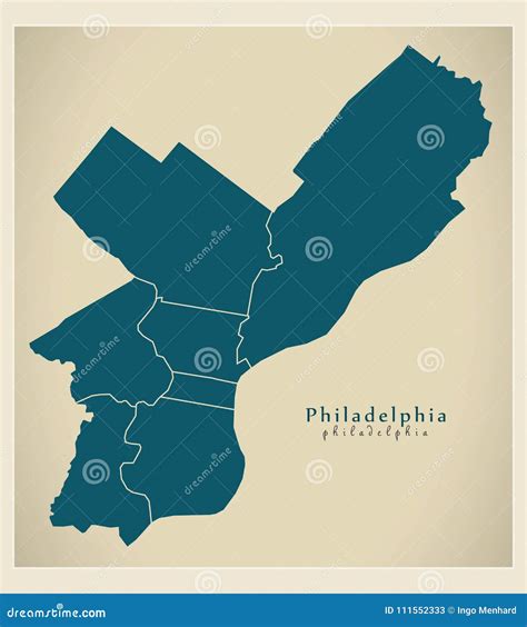 Modern City Map - Philadelphia City of the USA with Boroughs Stock ...