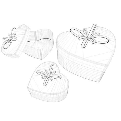 Heart shape gift box 3d model