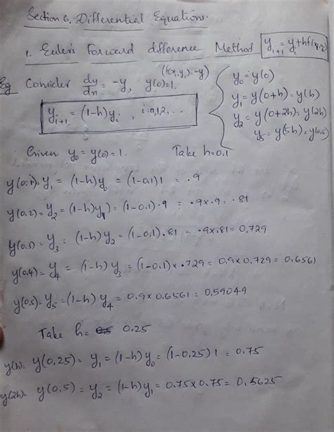 Differential equations solution using Numerical Methods - Methods of mathematics - Studocu