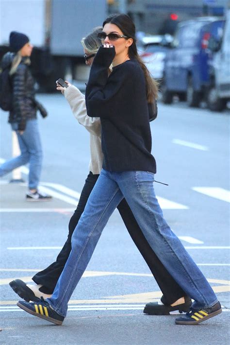 Kendall Jenner Takes New York in Cozy Sweater & Adidas Samba Sneakers ...