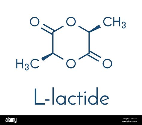 L-lactide PLA precursor molecule. Used in synthesis of polymeric polylactic acid (polylactide ...