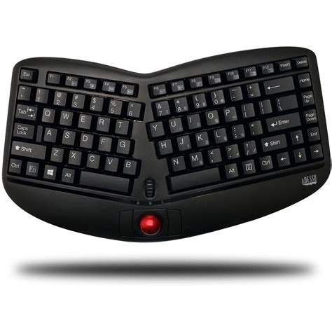 Adesso WKB-3150UB Wireless Ergonomic Keyboard with Built-in Removable Trackball and Scroll Wheel ...