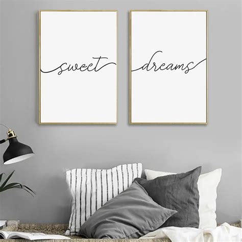 Modern Minimalist Sweet Dreams Canvas Painting Nursery Quotes Posters Prints Wall Art Pictures ...