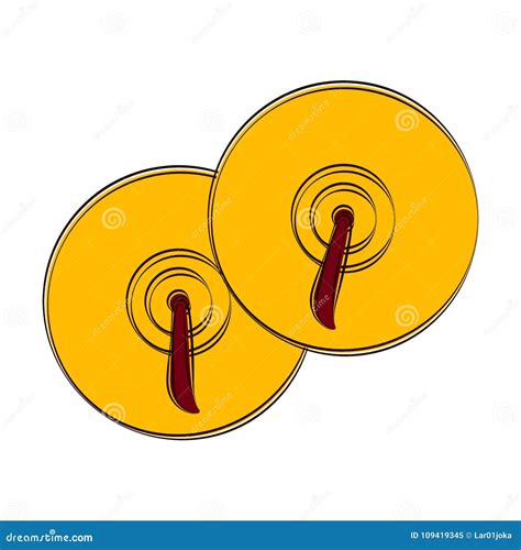 Isolated Cymbals Sketch. Musical Instrument Stock Vector - Illustration ...