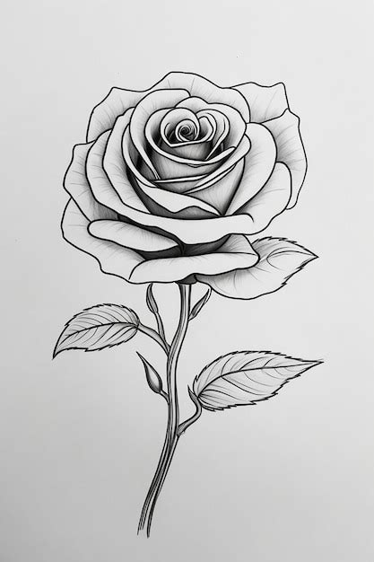 Premium Vector | Rose vector drawing outline