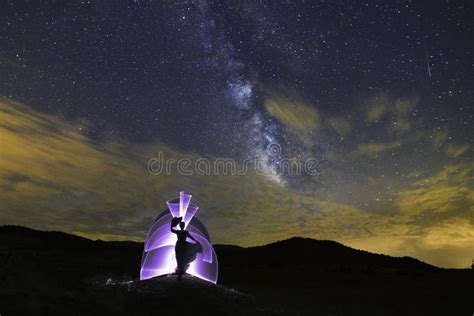 Night Photography, Light Painting with the Milky Way in the Background ...