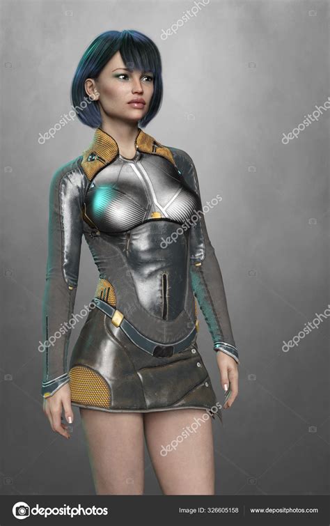 Rendering of beautiful woman in SciFi outfit or uniform Stock Photo by ...