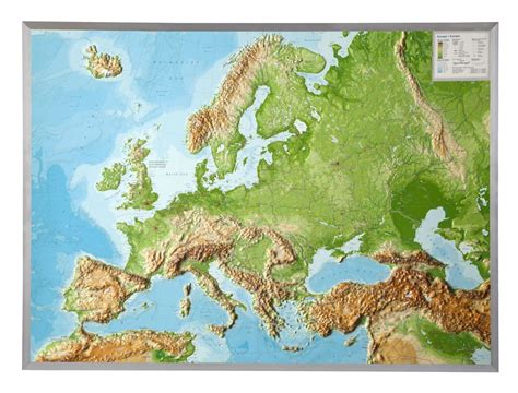 Exaggerated Relief Map Europe