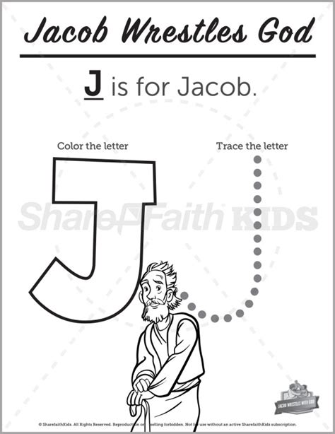 Genesis 32 Jacob Wrestles with God Preschool Letter Coloring | Sharefaith Kids