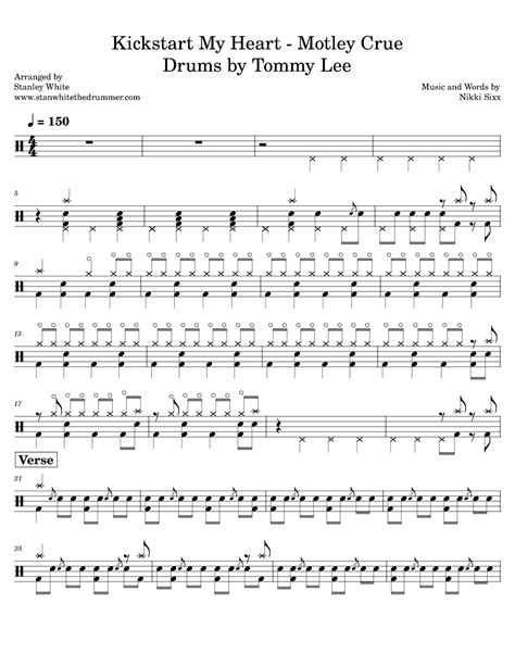 Kickstart My Heart (arr. Stanley White) by Motley Crue Sheet Music for ...