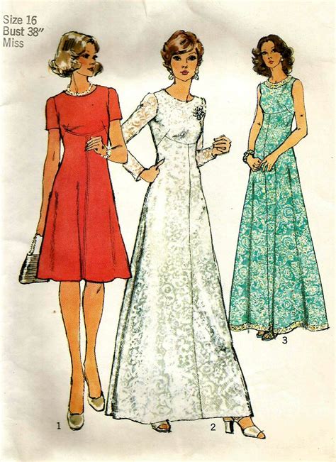 Vintage 70s Simplicity 6094 UNCUT Misses Evening Dress or Mother of the ...