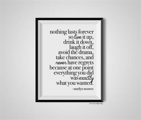 Nothing Lasts Forever so Live It Up Marilyn Monroe Quote - Etsy