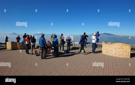 Quito, Pichincha / Ecuador - July 16 2017: Visitors taking photos at the cable car station in ...