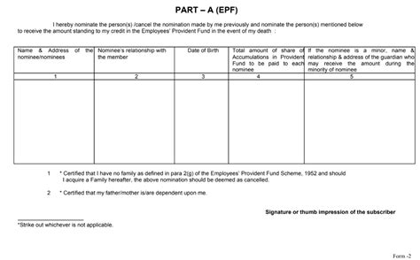 Epf Form 2 Revised How To Fill Submit Online And Nomination | Free ...