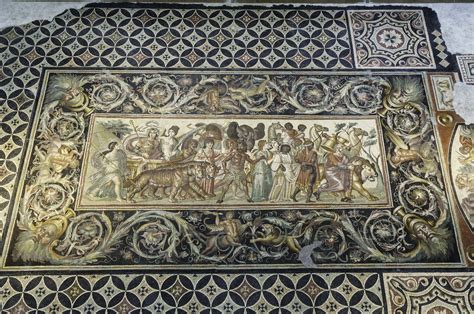 One of the most beautiful roman mosaics in the world, "the triumph of Bacchus" from the ancient ...