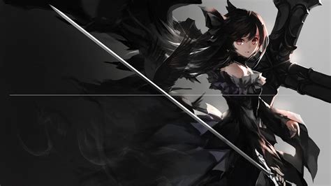 Anime Anime Girls Dark Hair Fantasy Girl Sword Wallpaper - Resolution ...