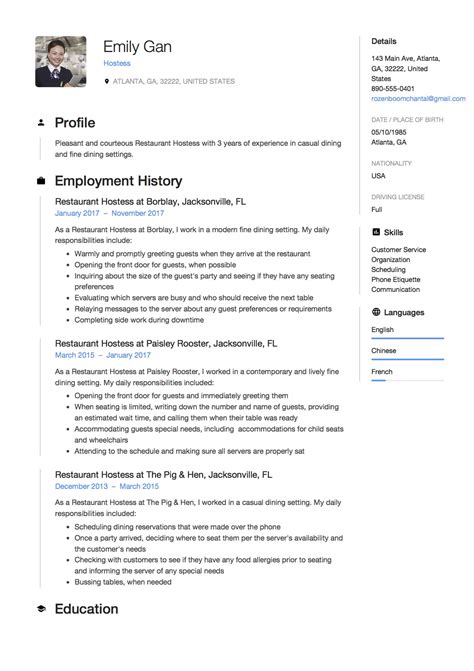 Restaurant Hostess Resume Sample & Guide – Resumeviking.com