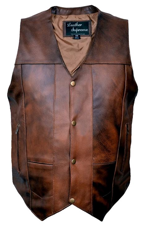 Mens Tall Size 10 Pocket Retro Brown Concealed Carry Buffalo Hide Leather Vest NOW IN STOCK ...