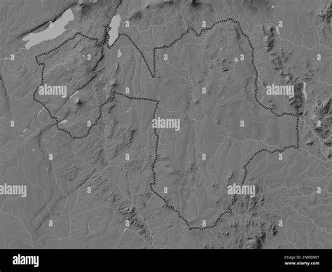 Manyara, region of Tanzania. Bilevel elevation map with lakes and ...