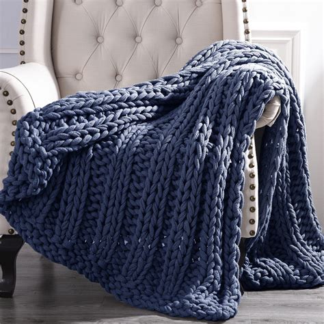 Cottage Lane Blue Wool Throws 60" x 50" - Walmart.com | Chunky knit throw, Chunky cable knit ...