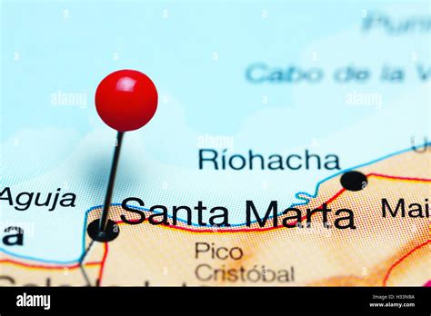 Santa Marta pinned on a map of Colombia Stock Photo - Alamy