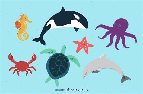 Free Kids Beach Animals Art Pack - Vector Download