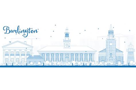 Outline Burlington (Vermont) Skyline | Pre-Designed Illustrator ...