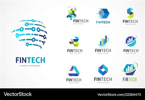 Logo set - fintech blockchain technology Vector Image